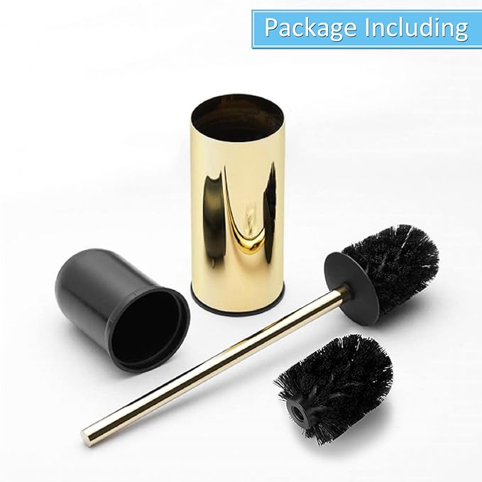 Conjunto Suporte + Escova de Sanita Dourada em Aço Inoxidável
