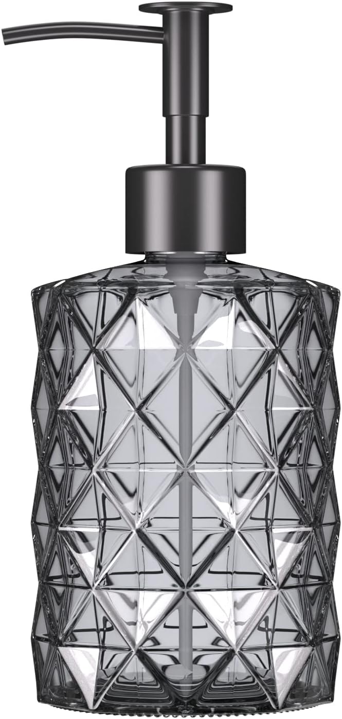 goldenwarm 330 ml Soap Dispenser Matt Glass Soap Dispenser with Pump Head Made of Stainless Steel Kitchen Bathroom Toilet Sink Centre Black for Shower Gel Detergent Shampoo (Pack of 1)