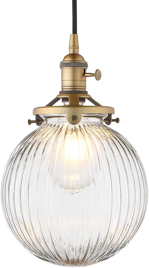 Yosoan Industrial Clear Glass Pendant Light Fixture for Kitchen Dining Room Bedroom Cafe Bar Club (Antique Color)