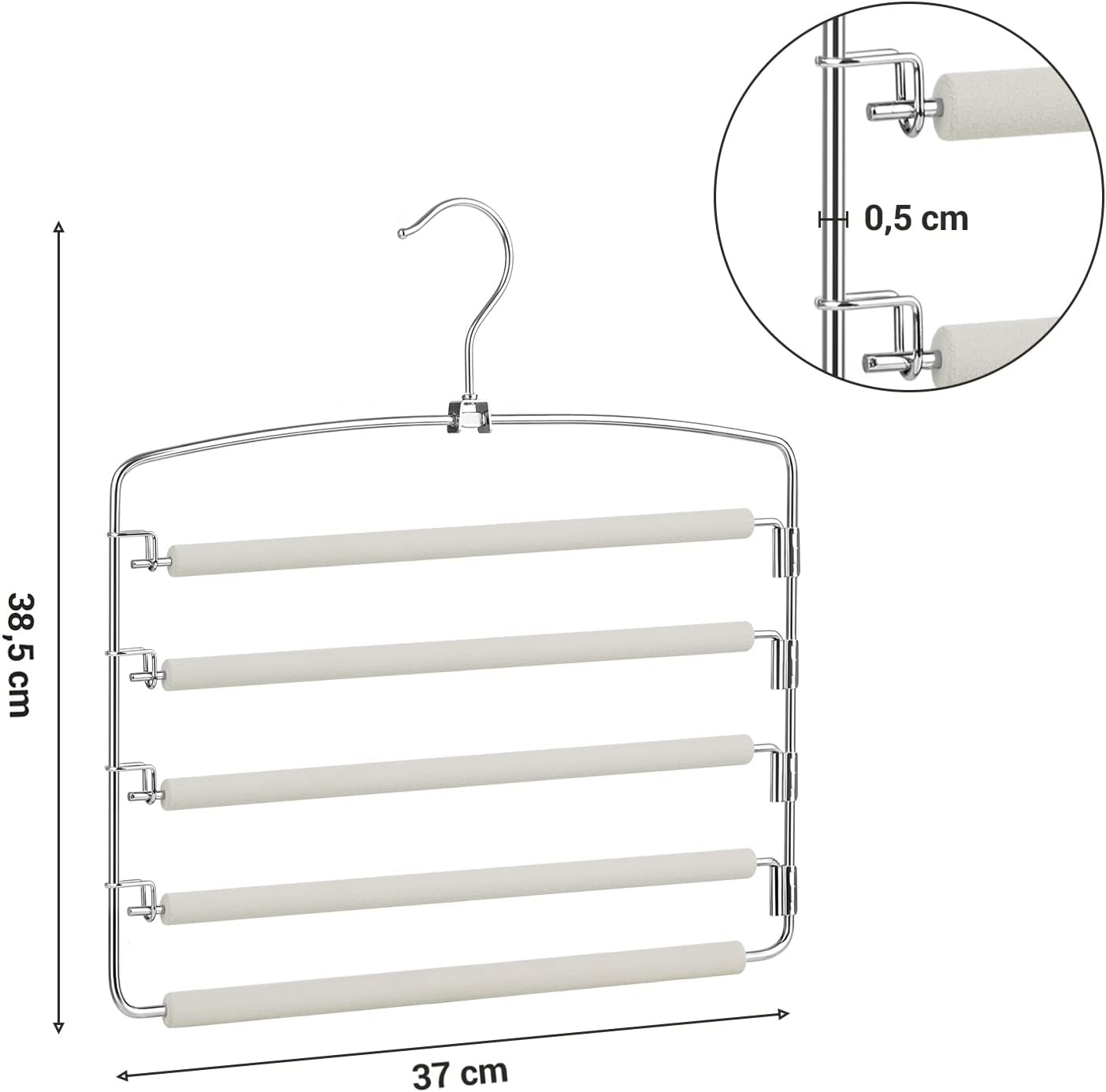 Cabides para Calças – Conjunto de 3 Unidades com 5 Barras Antiderrapantes