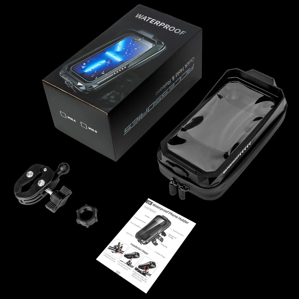 Suporte de Telemóvel para Moto à Prova de Água com Rotação de 360° Anti Vibração