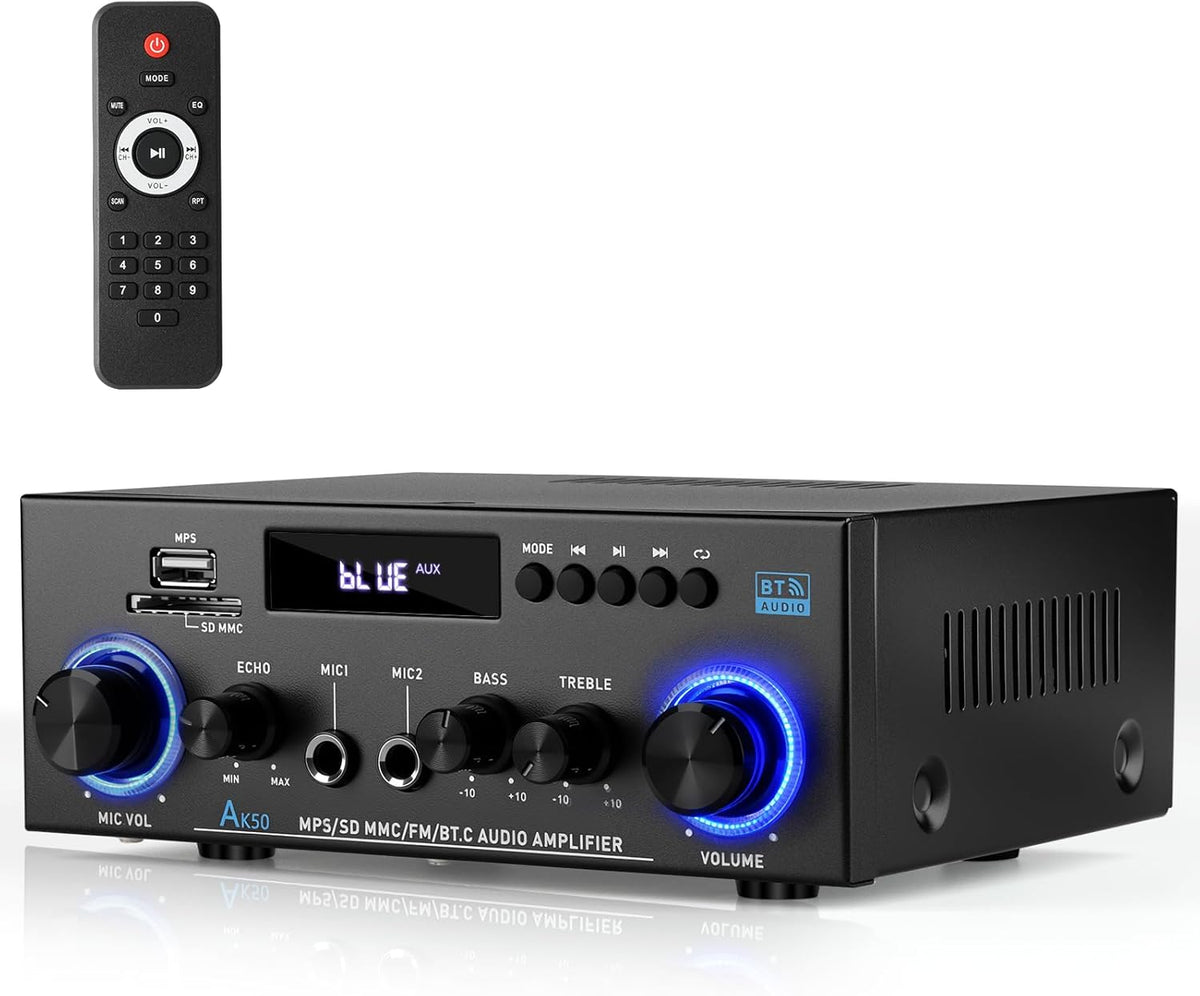 Amplificador de Áudio Stereo Romicta AK50 - 800 W, Bluetooth 5.0