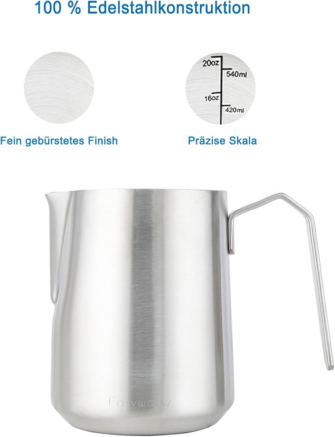 Jarro para Espumar Leite Easyworkz 600 ml em Aço Inoxidável