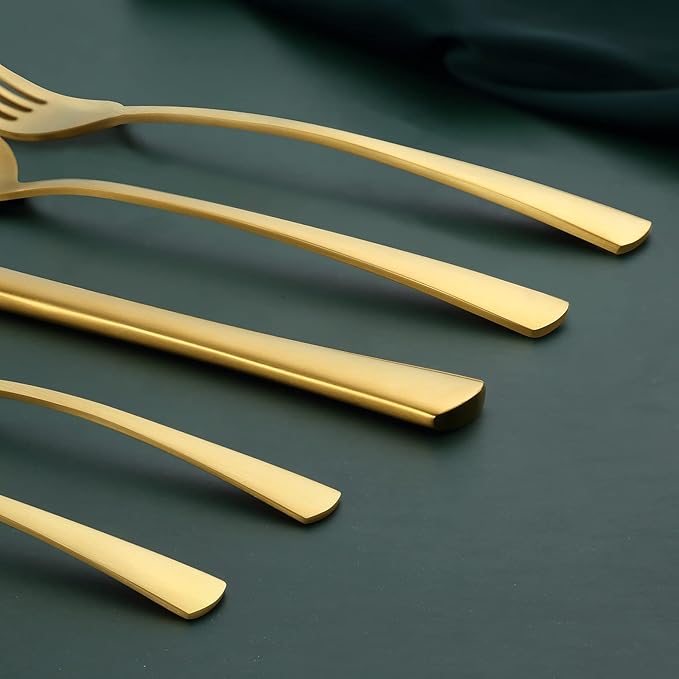 Conjunto de Talheres para 6 Pessoas Bestdin – 30 Peças em Aço Inoxidável Dourado Fosco