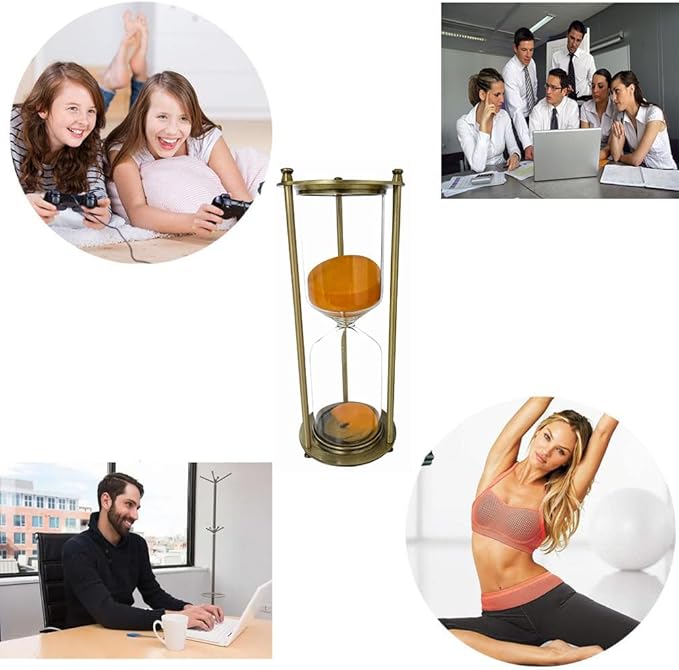 Temporizador de Ampulheta 30 Minutos – Rustico -Decoração em Madeira, Laranja