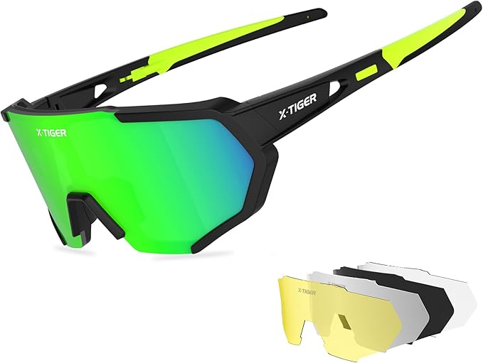 Óculos  X-TIGER com 5 Lentes Intercambiáveis UV400 –  Desportivos para BTT, Corrida e Outdoor (JPC03)