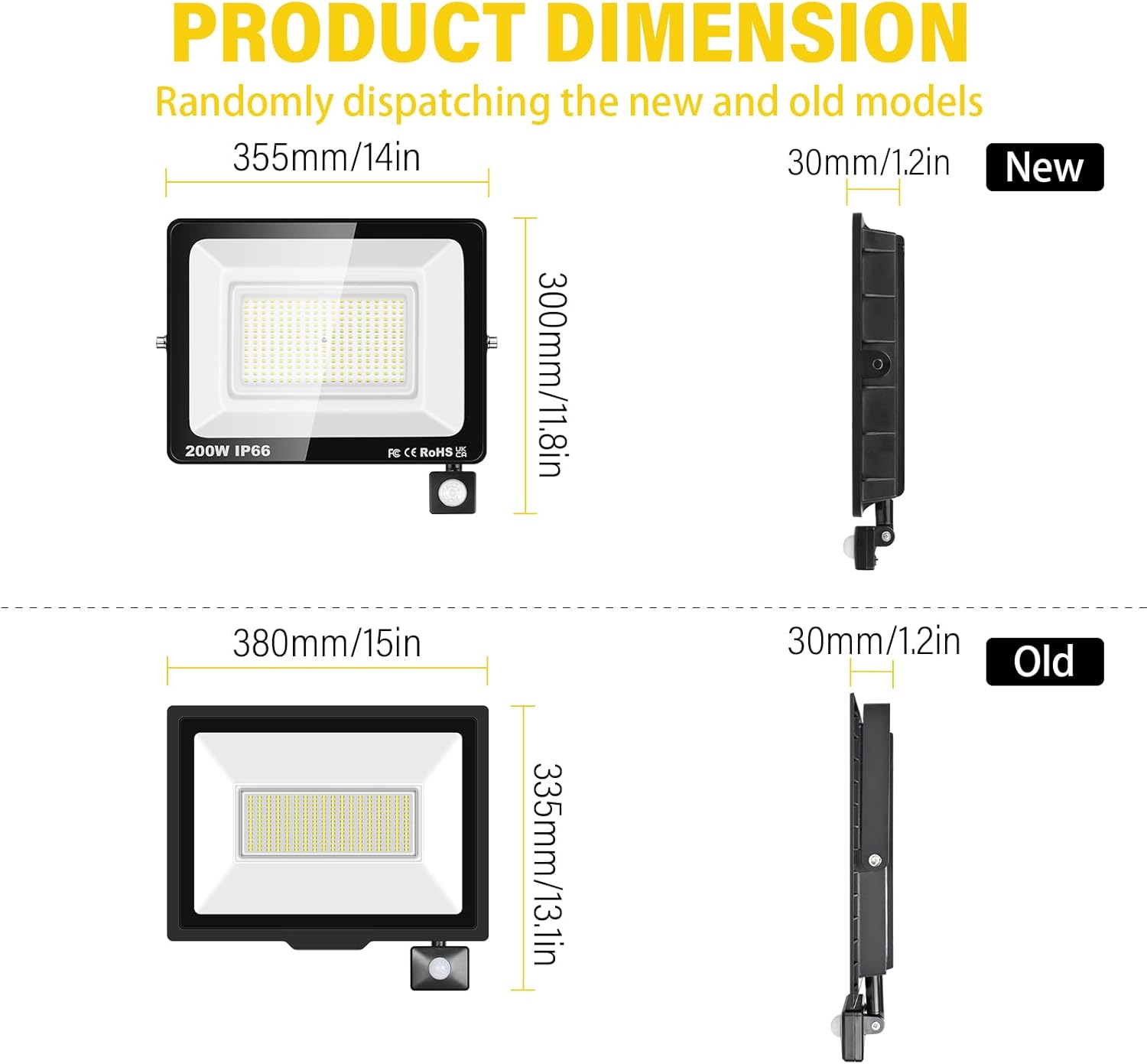Projetor LED SKYWORLD 200W com Sensor de Movimento PIR