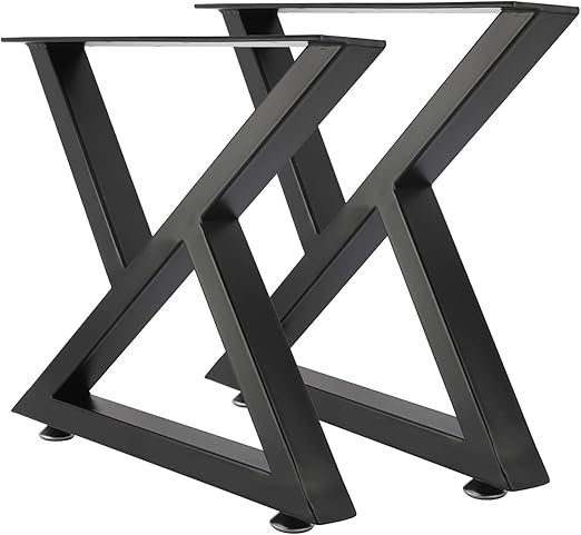 Homtone – Pés de Mesa Metálicos Industriais em Aço (Conjunto de 2) – Estrutura em X | 40 x 45 cm