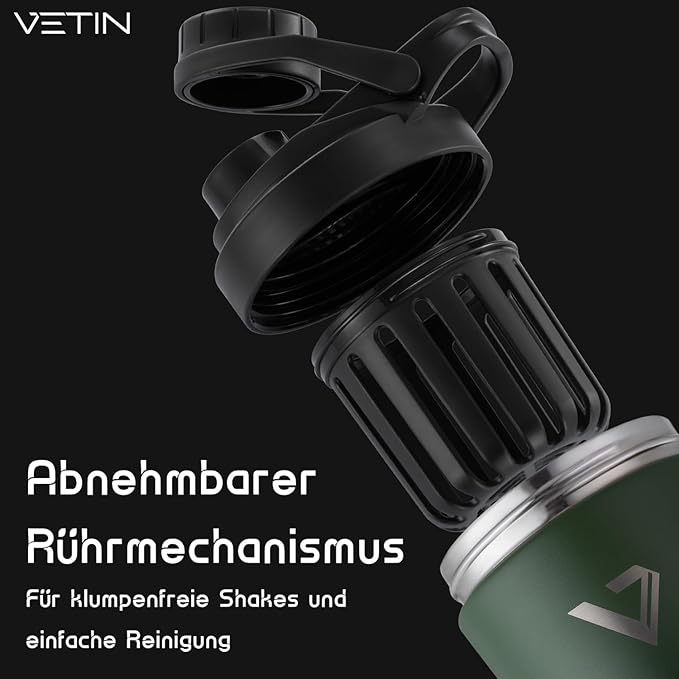Shaker de Proteína 750 ml – Copo Inox Isotérmico, Antifugas - Verde