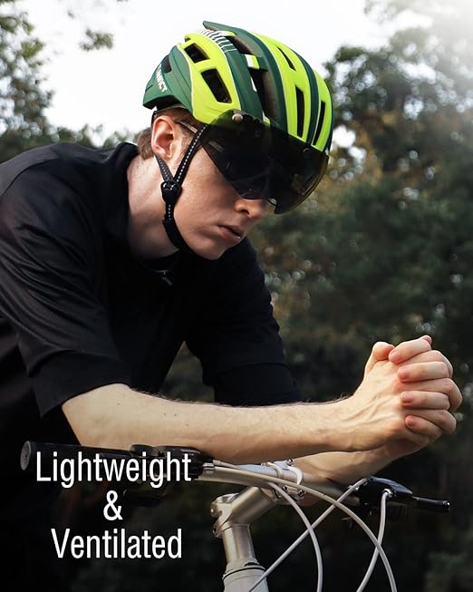 Capacete de Ciclismo unisexo com Óculos Magnéticos Removíveis