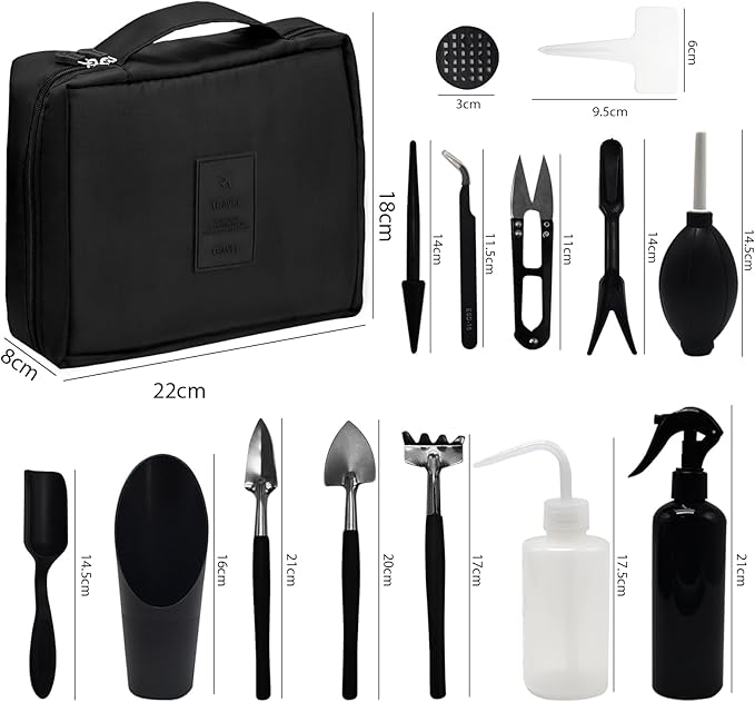 Kit de Ferramentas de Jardinagem 17 Peças com Tapete Dobrável, Bolsa de Armazenamento