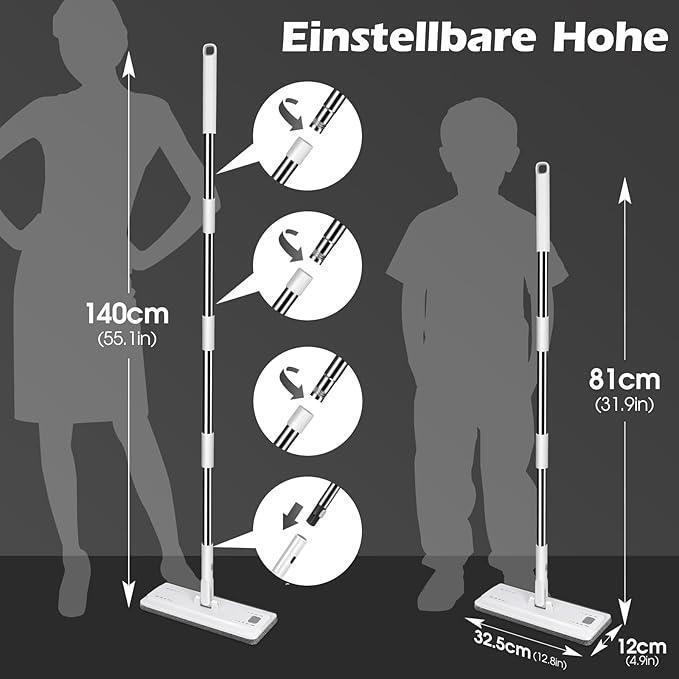 Conjunto de Mopa com Balde 2-em-1 MASTERTOP – Microfibra com 10 panos adicionais e Cabo Ajustável