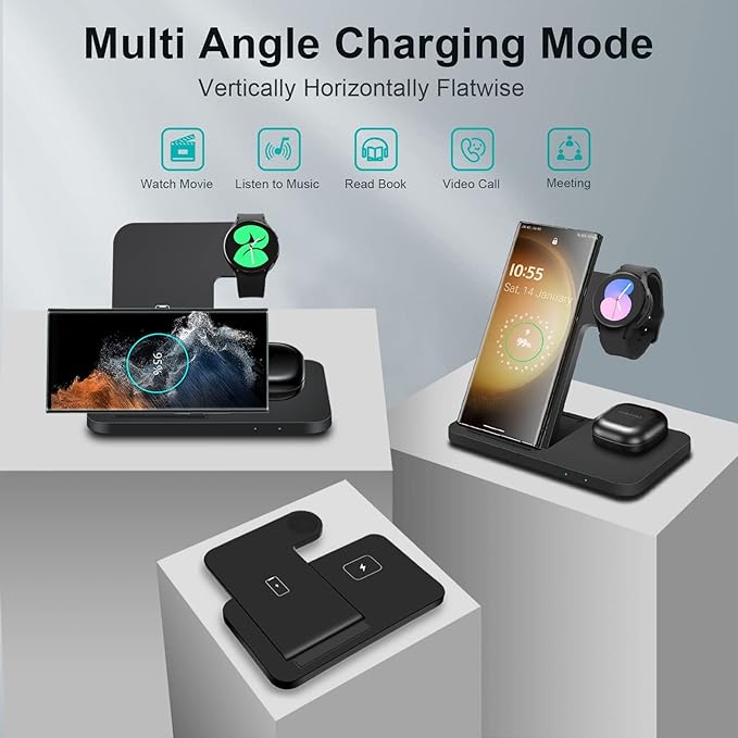 Carregador Wireless 3 em 1 Dobrável PDKUAI – Samsung Galaxy, Watch e Buds (15W)