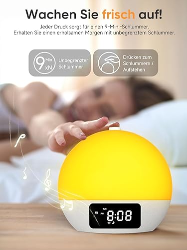 Despertador Sunrise Foryond com Sons Relaxantes e Luz Ambiente