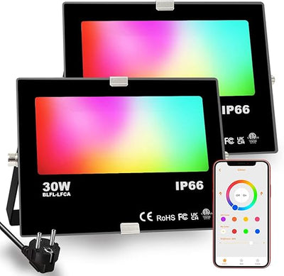 Conjunto de 2 Foco Projetor LED RGB Exterior 30W –  | 16 Milhões de Cores