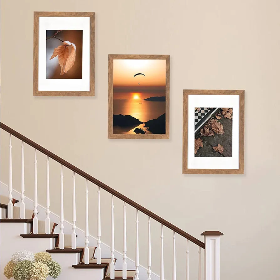 Moldura de fotos A4, cor de madeira, plexiglass, moldura para posteres, molduras de fotos, conjunto de 3, moldura de fotos A4, moldura de fotos 21 x 30