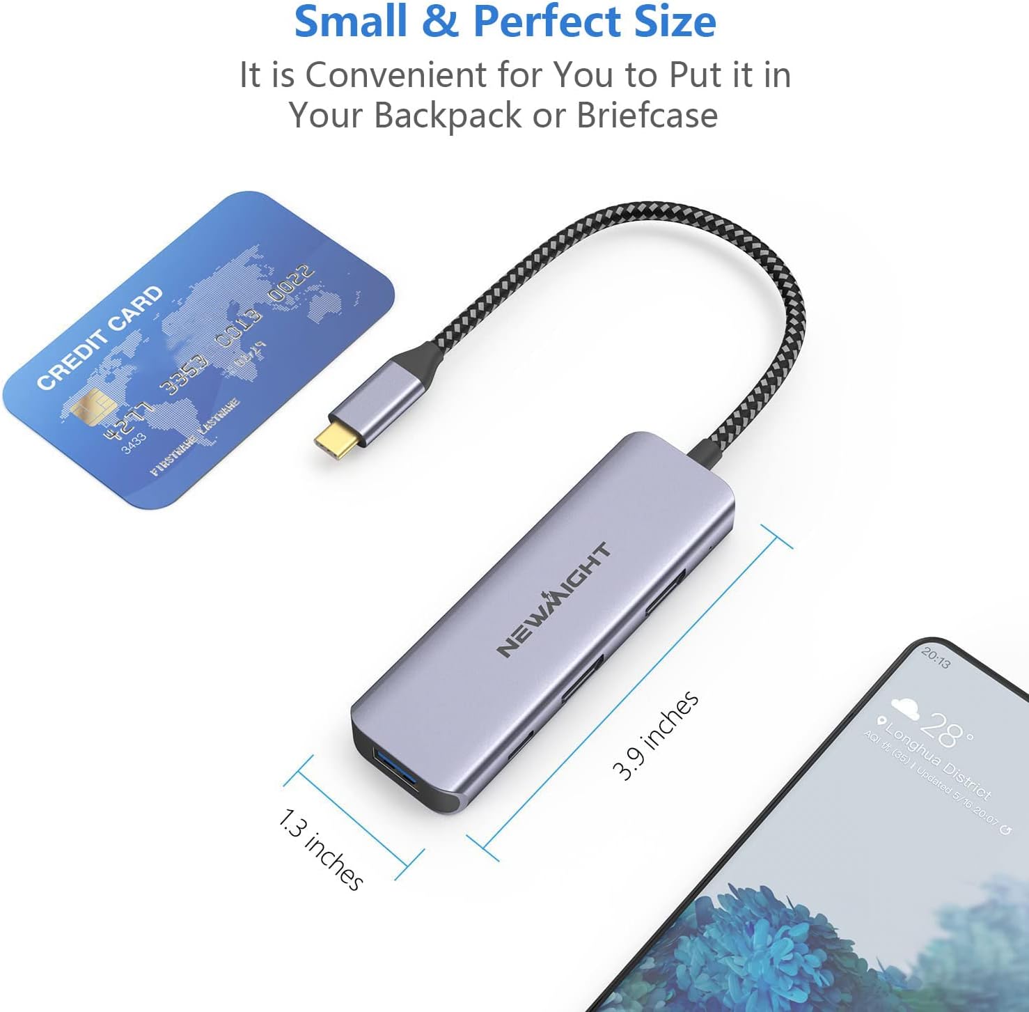 ub USB-C 4 em 1 com 2× HDMI 4K, 100W, Porta USB-A e Splitter para Monitores Duplos