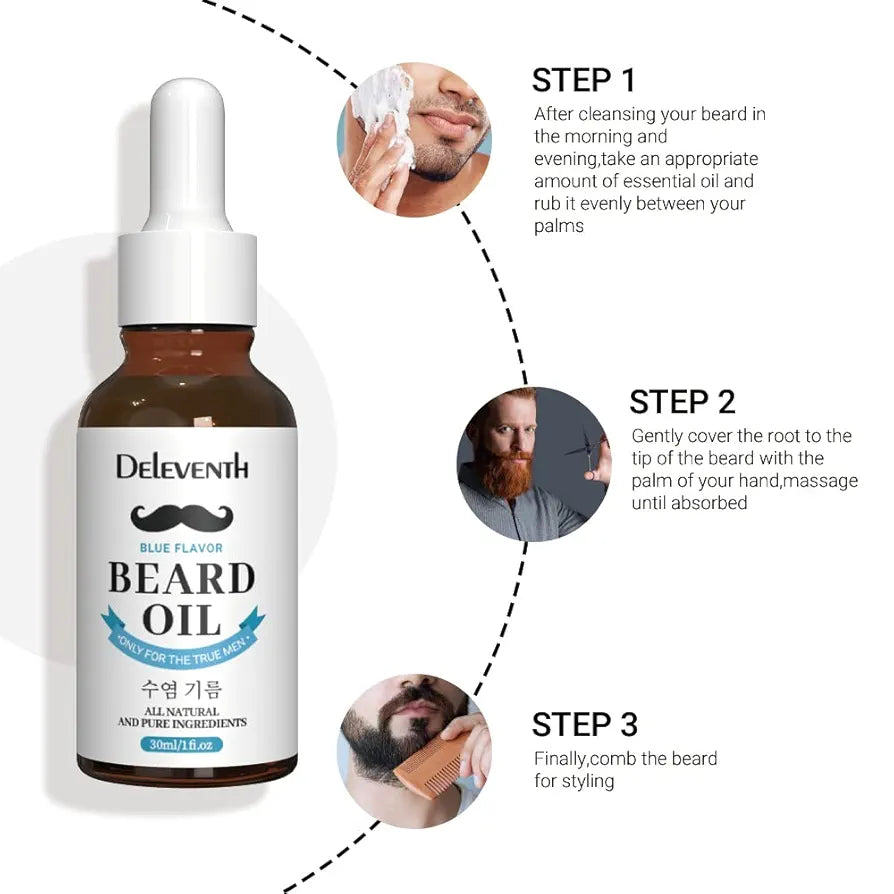DEleventh Korean Brand Beard Oil 30ml / For a Refreshing, Masculine Scent & Soft, Hydrated Beard All Natural Ingredients for Healthy Skin & Hair