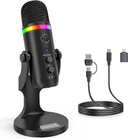 Microfone Gaming RGB ZealSound K66 Pro – USB, iPhone, PS5, Streaming