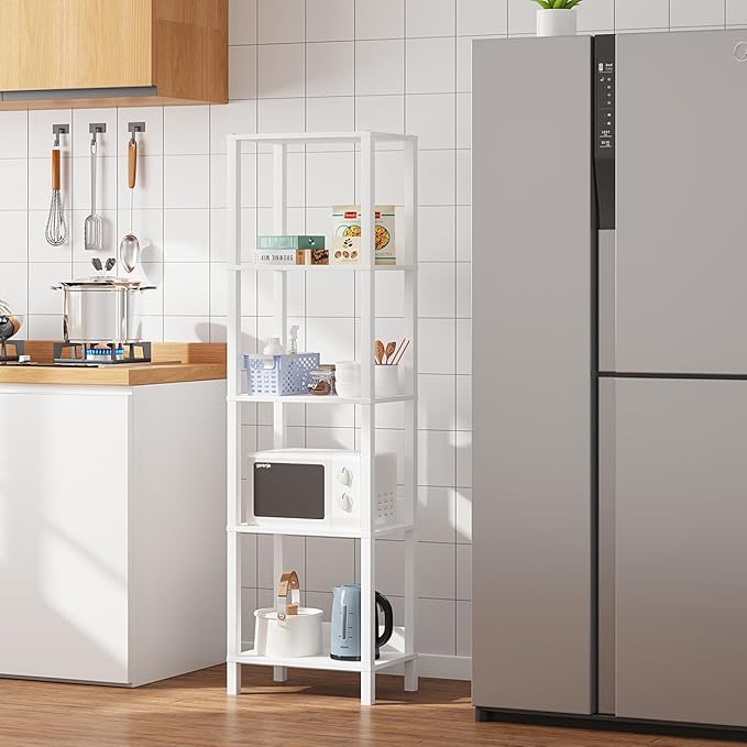 Estante de 5 Níveis Branco– Prateleiras Modernas para Sala, Escritório ou Quarto