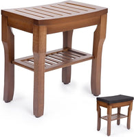 Banco de Duche em Bambu StrongTek com Almofada e Prateleira