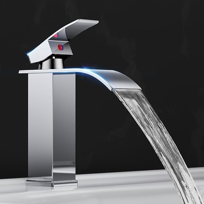Torneira de Lavatório Cascata GAVAER – Misturadora Cromada Moderna