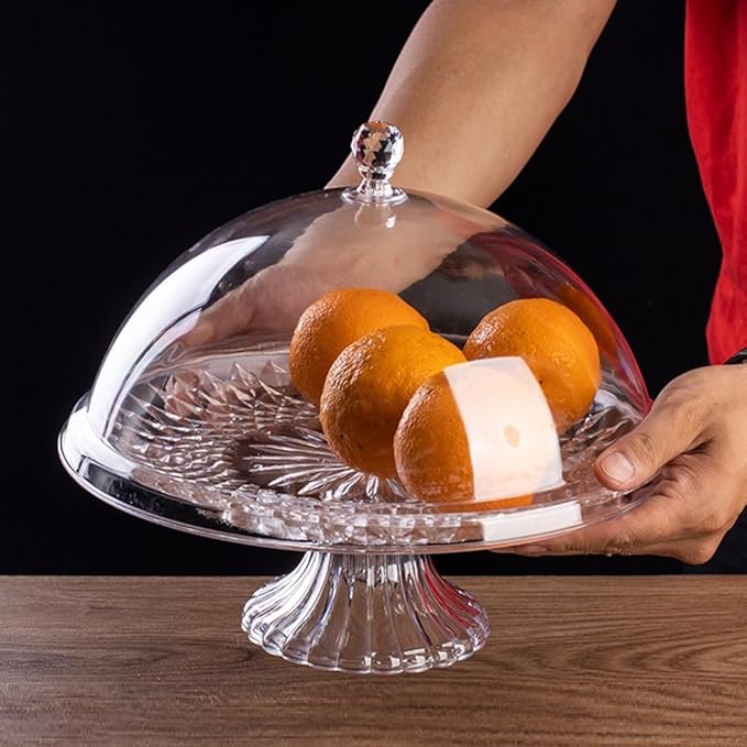 Prato para Bolos com Tampa em Acrílico – Elegante e Portátil