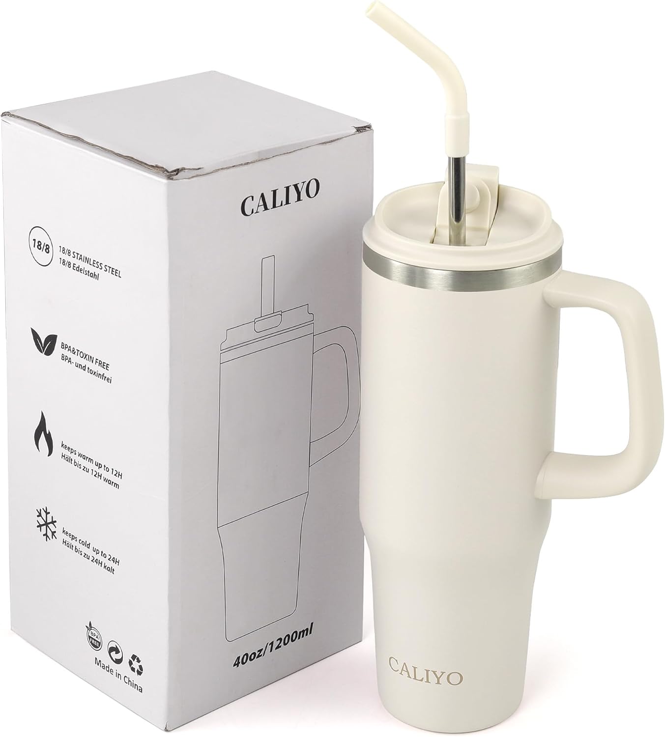 Garrafa Térmica CALIYO 1.2L em Aço Inoxidável 304 - Bege