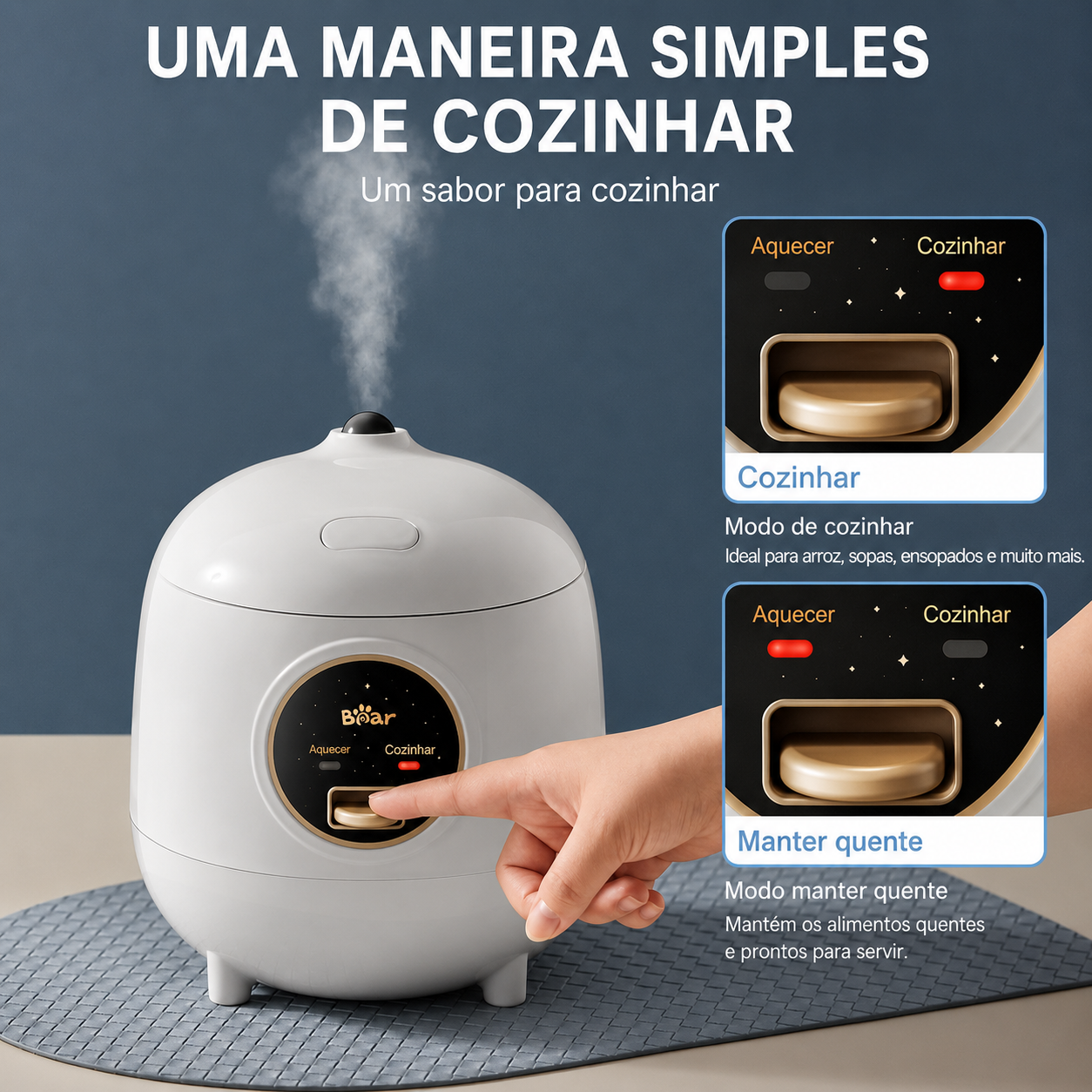 Mini Panela Elétrica de Arroz Bear 1,2L