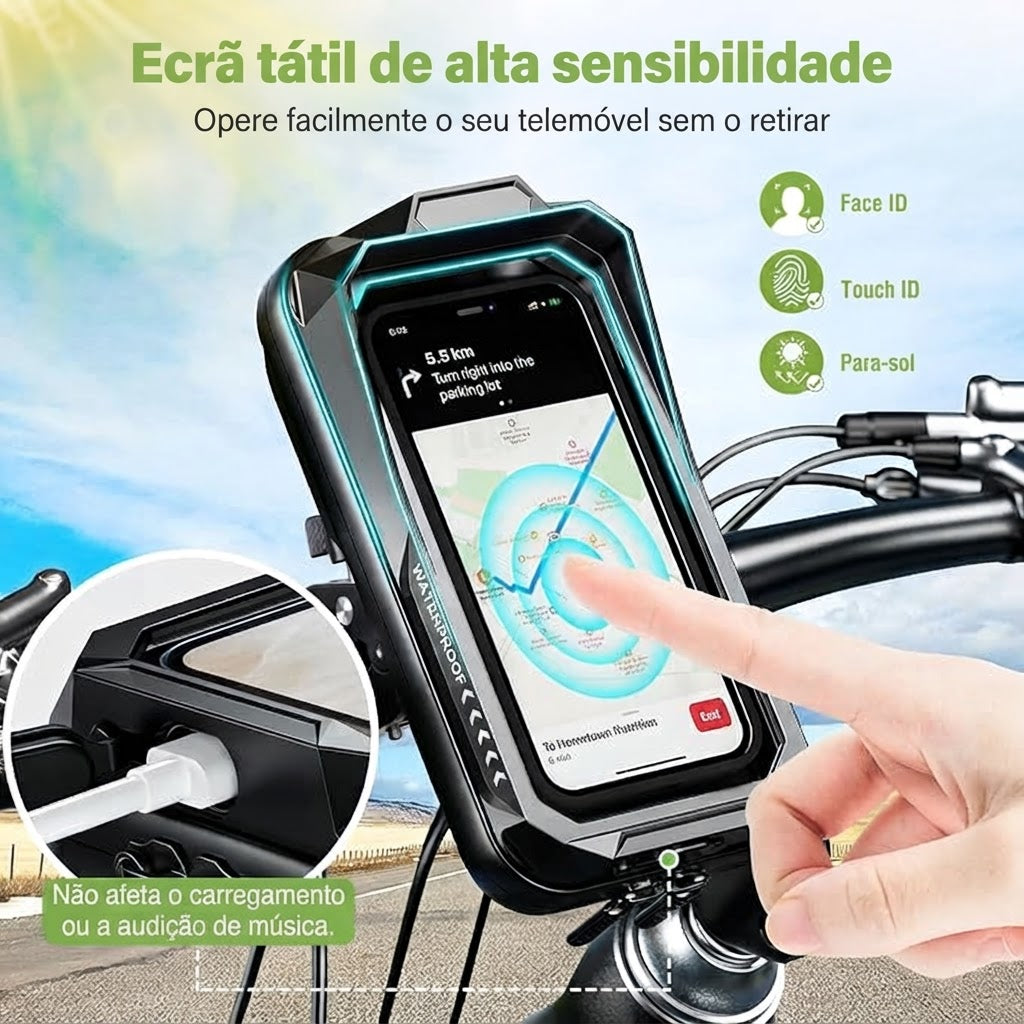 Suporte de Telemóvel para Moto à Prova de Água com Rotação de 360° Anti Vibração