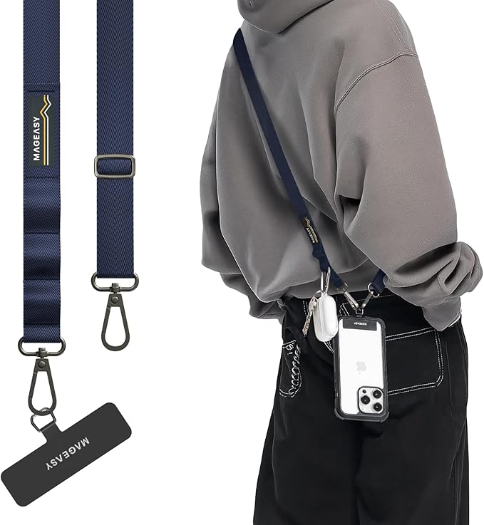 Alça Crossbody Universal para Smartphone MAGEASY Azul Escuro– Anti-Roubo e Anti-Queda (Cópia)