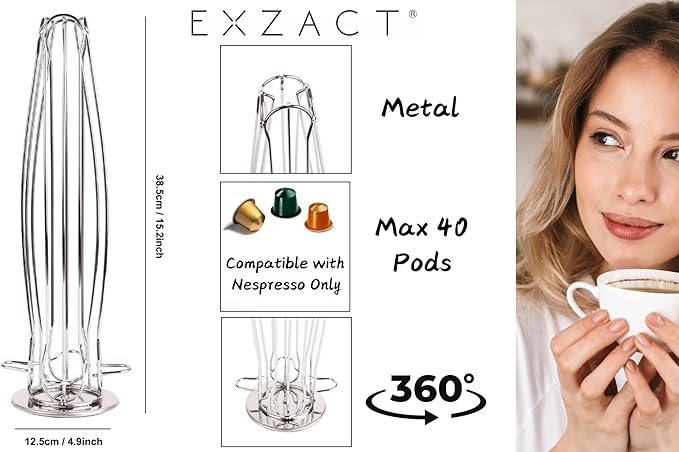 Suporte Giratório para Cápsulas de Café Nespresso Exzact – Torre Rotativa para 40 Cápsulas