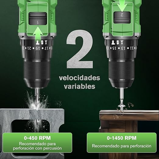 Berbequim Aparafusador Sem Fios Ginour 21V Brushless com 2 Baterias