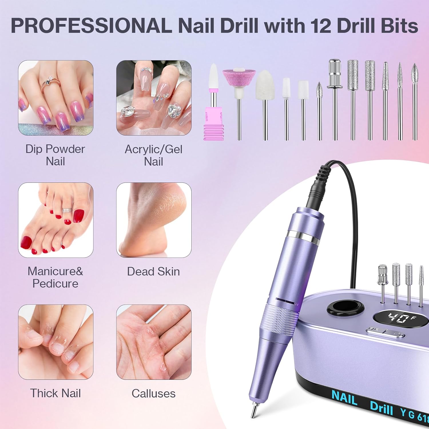 Broca Elétrica para Unhas Profissional 40.000 RPM