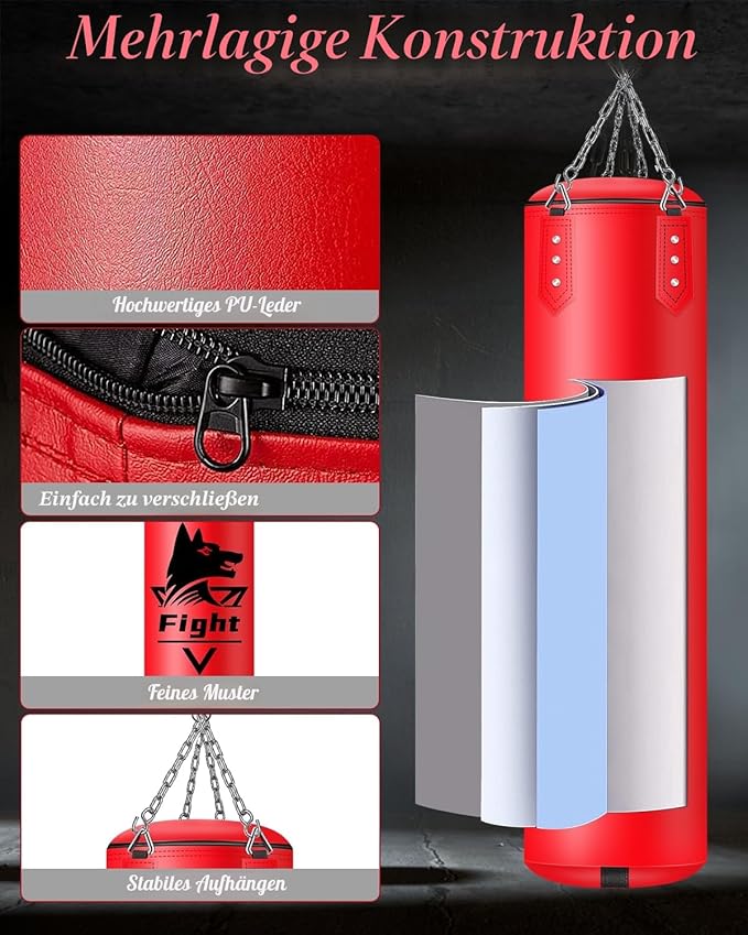 Saco de Boxe Suspenso JUOIFIP 120 cm com Kit Completo (Vazio)