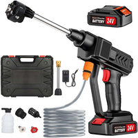 Lavadora de Alta Pressão Sem Fios – 260 PSI | Portátil | 2 Baterias | Bico 6-em-1 | Espuma | Para Carros, Jardim, Piscinas e Exterior