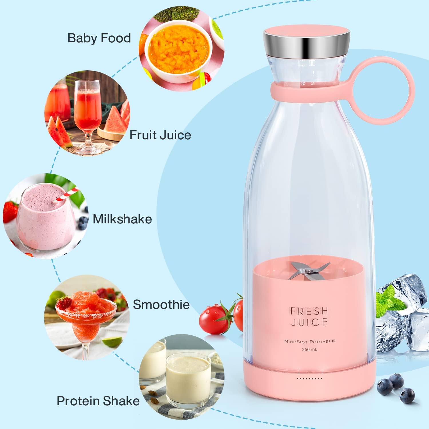 Liquidificador Portátil MIAOKE 350 ml – USB Magnético para Smoothies