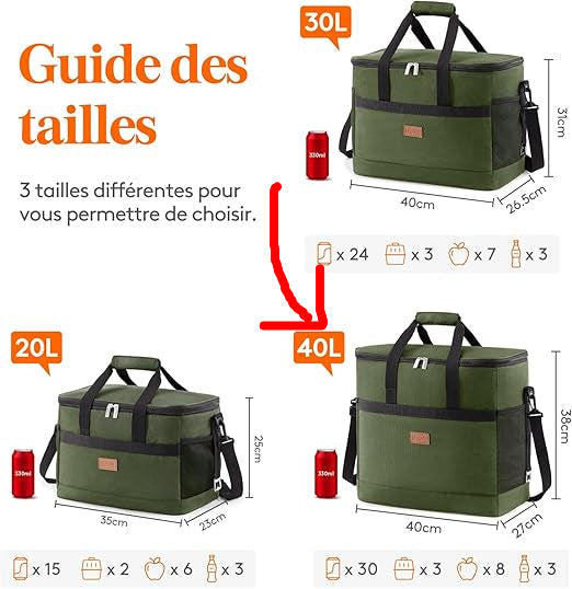 Saco Térmico 40L com Revestimento Rígido – Bolsa Isotérmica Grande para Piqueniques, Campismo e Atividades ao Ar Livre