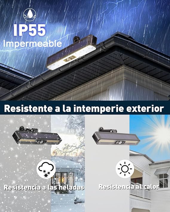 2x Luz Solar Exterior Sensor Movimento | 1200 mAh IP55 | Jardim, Garagem, Pátio