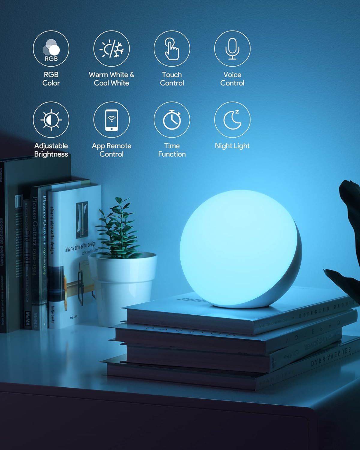 Candeeiro de Mesa Inteligente Hifree – Compatível com Alexa e Google Home, RGB Regulável e Luz Branca Ajustável