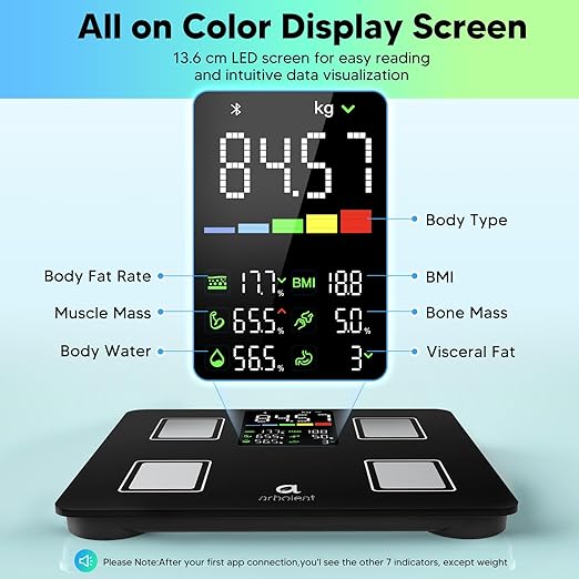 Balança Inteligente de Peso Corporal Bluetooth – 14 Métricas Corporais, App Smart, até 180kg