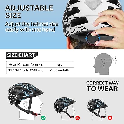 Capacete de Bicicleta com Luz Traseira e Viseira Destacável – 21 Vãos, Ajustável 57-61cm, Adultos