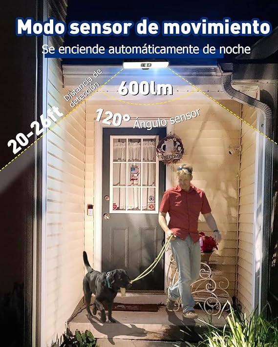2x Luz Solar Exterior Sensor Movimento | 1200 mAh IP55 | Jardim, Garagem, Pátio