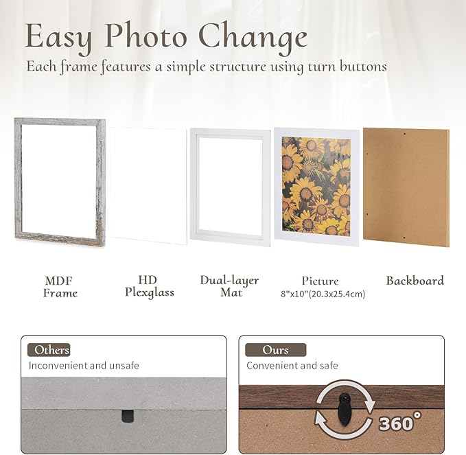 Conjunto 2 Moldura Fotográfica 20×25 cm Inweder — Branco Envelhecido