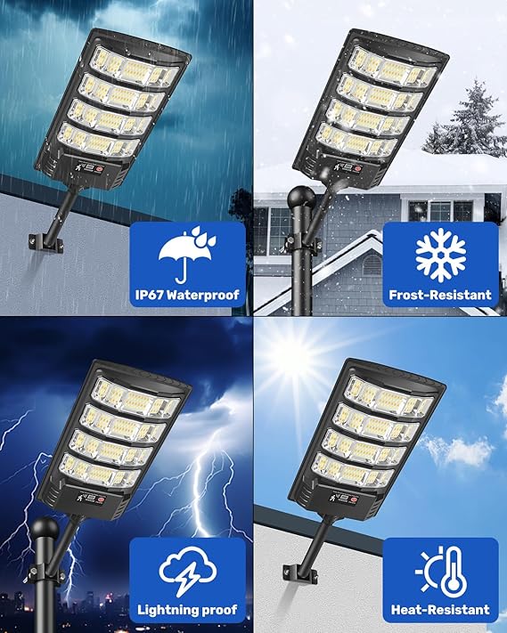 Candeeiro Solar LED Exterior – 3 Cores, Sensor de Movimento e Controlo Remoto