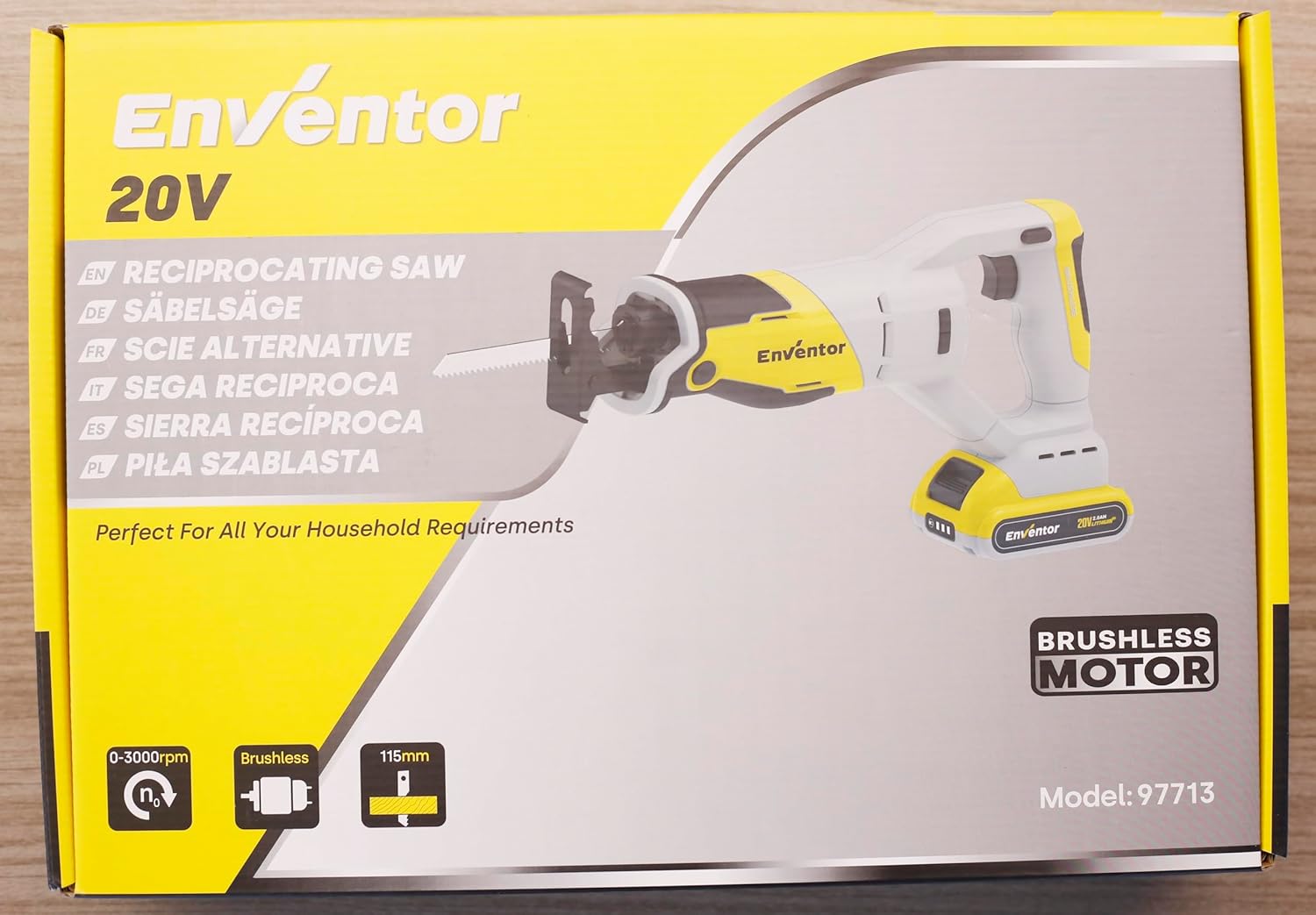 Enventor Serra Recíproca Sem Fios 20V com Motor Brushless – 2 Baterias 2.0Ah