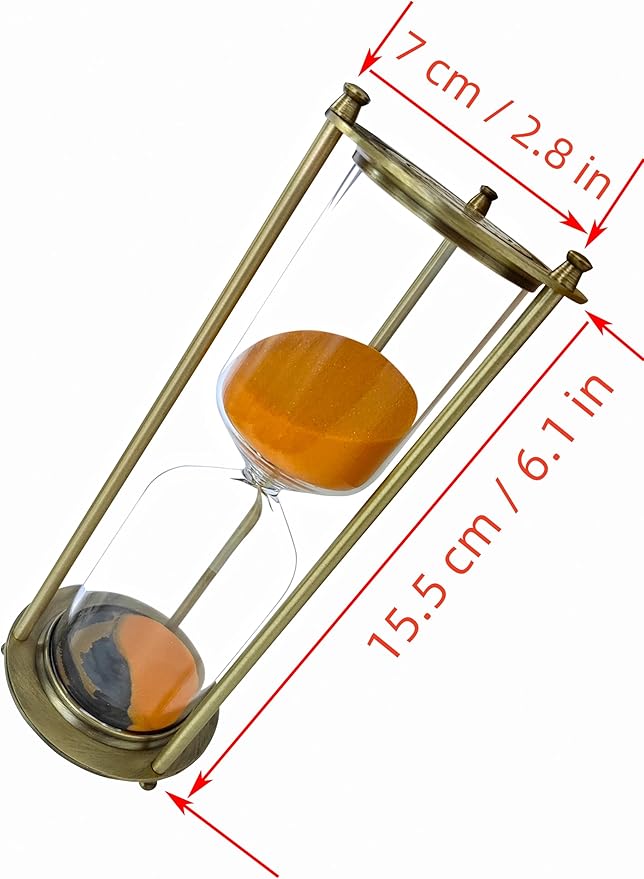 Temporizador de Ampulheta 30 Minutos – Rustico -Decoração em Madeira, Laranja