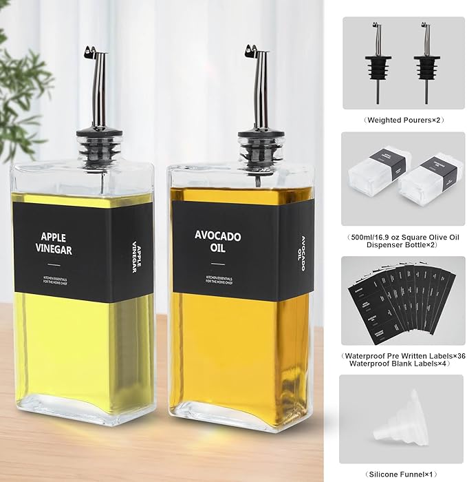 Conjunto de 2 Garrafas Dispensadoras de Azeite e Vinagre 500ml