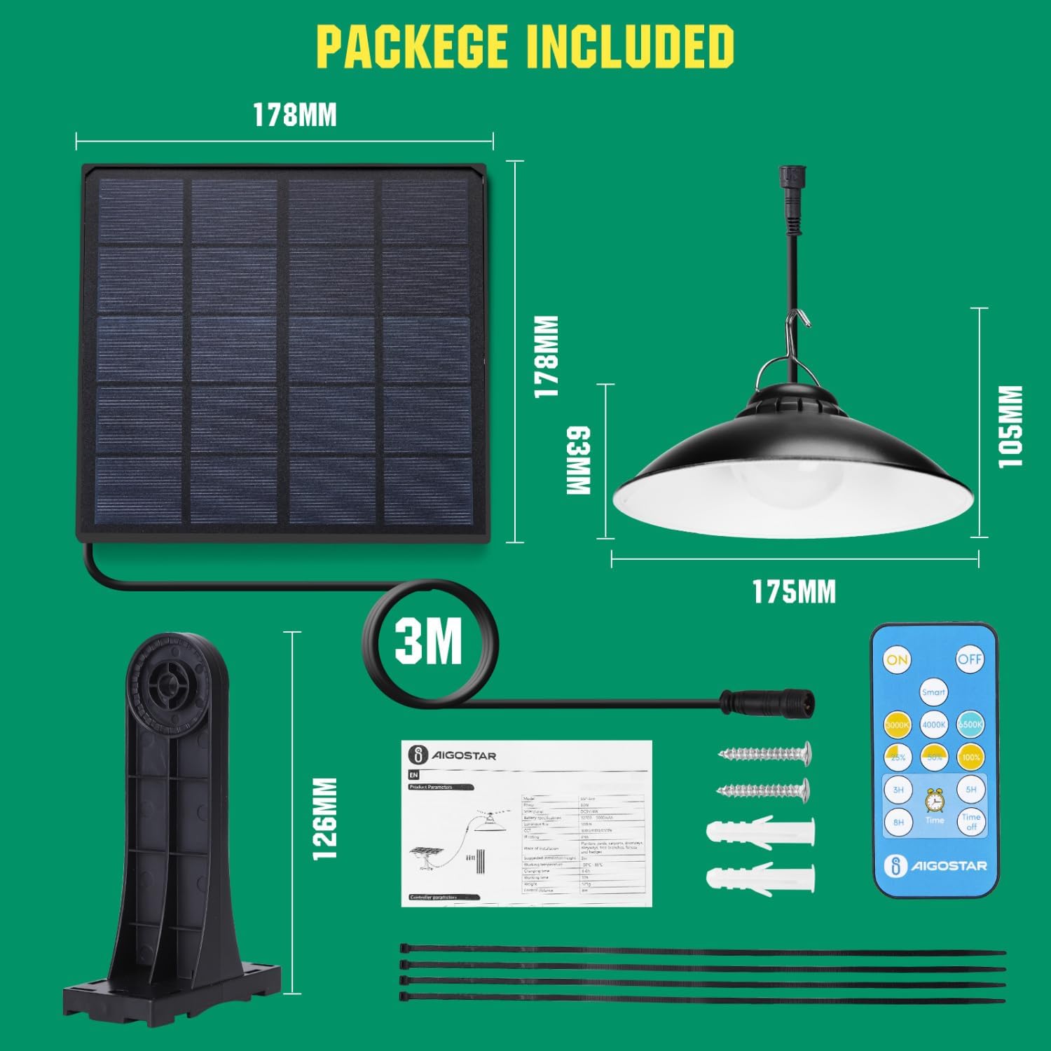 Luz Solar LED com Comando – 3 Cores e IP65