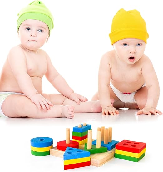 Brinquedo de Empilhar em Madeira – Formas Geométricas Educativas | Boxiki Kids